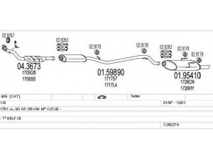 MTS C260274006180 išmetimo sistema 
 Išmetimo sistema -> Išmetimo sistema, visa