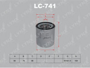 LYNXauto LC-741 alyvos filtras 
 Filtrai -> Alyvos filtras
5-87610-009-0, 8-94360-426-0, 8-94430-983-0