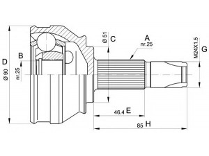 OPEN PARTS CVJ5252.10 jungčių komplektas, kardaninis velenas 
 Ratų pavara -> Sujungimai/komplektas
0046307241, 0060515370, 0060815227