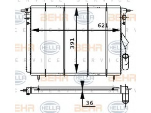 HELLA 8MK 376 716-211 radiatorius, variklio aušinimas 
 Aušinimo sistema -> Radiatorius/alyvos aušintuvas -> Radiatorius/dalys
60 25 101 338