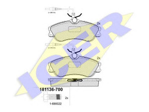 ICER 181136-700 stabdžių trinkelių rinkinys, diskinis stabdys 
 Techninės priežiūros dalys -> Papildomas remontas
4251.55, 4251.54