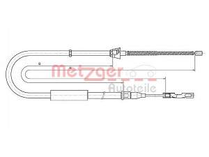 METZGER 10.7515 trosas, stovėjimo stabdys 
 Stabdžių sistema -> Valdymo svirtys/trosai
8Z0 609 721C, 8Z0 609 721G