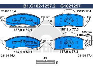GALFER B1.G102-1257.2 stabdžių trinkelių rinkinys, diskinis stabdys 
 Techninės priežiūros dalys -> Papildomas remontas
163 420 00 20, 163 420 03 20