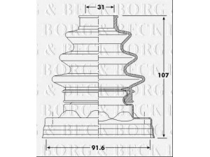 BORG & BECK BCB6221 gofruotoji membrana, kardaninis velenas 
 Ratų pavara -> Gofruotoji membrana
33217529903, 33217529920, 33217562393