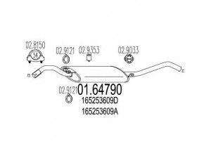 MTS 01.64790 galinis duslintuvas 
 Išmetimo sistema -> Duslintuvas
165253609A, 165253609D