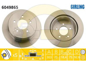 GIRLING 6049865 stabdžių diskas 
 Stabdžių sistema -> Diskinis stabdys -> Stabdžių diskas
583294A350, 583294A450