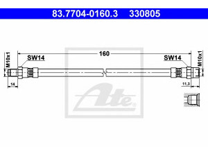 ATE 83.7704-0160.3 stabdžių žarnelė