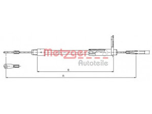 METZGER 10.9325 trosas, stovėjimo stabdys 
 Stabdžių sistema -> Valdymo svirtys/trosai
168 420 0685
