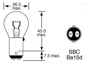LUCAS ELECTRICAL LLB346T lemputė, papildomas stabdžių žibintas