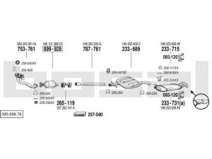 BOSAL 090.098.76 išmetimo sistema 
 Išmetimo sistema -> Išmetimo sistema, visa