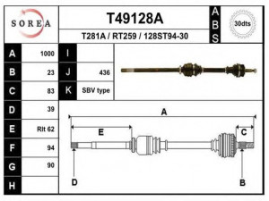 EAI T49128A kardaninis velenas 
 Ratų pavara -> Kardaninis velenas
