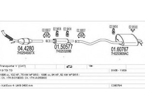 MTS C380794010845 išmetimo sistema 
 Išmetimo sistema -> Išmetimo sistema, visa