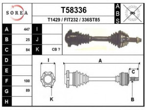 EAI T58336 kardaninis velenas 
 Ratų pavara -> Kardaninis velenas
46307408