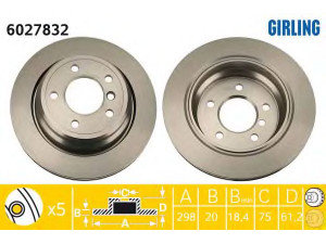 GIRLING 6027832 stabdžių diskas 
 Stabdžių sistema -> Diskinis stabdys -> Stabdžių diskas
34211163153, 34211164175, 34211164840