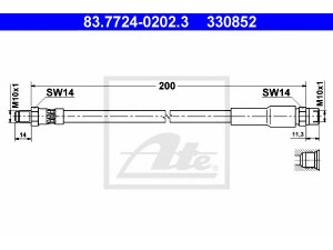 ATE 83.7724-0202.3 stabdžių žarnelė 
 Stabdžių sistema -> Stabdžių žarnelės
8A0 611 775 D
