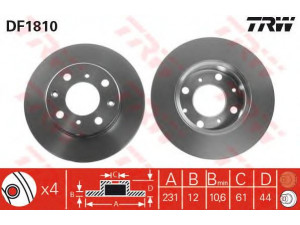 TRW DF1810 stabdžių diskas 
 Stabdžių sistema -> Diskinis stabdys -> Stabdžių diskas
45251SB2000, 45251SB2010, 45251SB2020