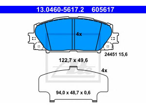 ATE 13.0460-5617.2 stabdžių trinkelių rinkinys, diskinis stabdys 
 Techninės priežiūros dalys -> Papildomas remontas
04465-0W140, 04465-47060