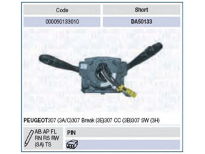 MAGNETI MARELLI 000050133010 vairo kolonėlės jungiklis 
 Vidaus įranga -> Rankinės/kojinės svirties sistema
6239L5, 6239V7