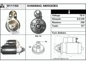 EDR 911150 starteris 
 Elektros įranga -> Starterio sistema -> Starteris
110368
