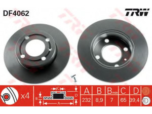 TRW DF4062 stabdžių diskas 
 Stabdžių sistema -> Diskinis stabdys -> Stabdžių diskas
6N0615601A, 6N0615601B, 6N0615601A