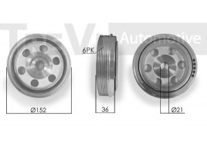 TREVI AUTOMOTIVE PC1043 skriemulys, alkūninis velenas 
 Diržinė pavara -> Dirželio skriemulys
0515N2, 0515N8, 0515P9, 500312310