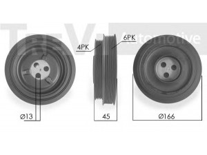 TREVI AUTOMOTIVE PC1106 skriemulys, alkūninis velenas 
 Diržinė pavara -> Dirželio skriemulys
0515T1, 9677608180, 1387095, 1731716
