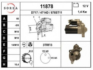 EAI 11878 starteris 
 Elektros įranga -> Starterio sistema -> Starteris
M0T20871, M0T20872, M0T86081, M1T80381