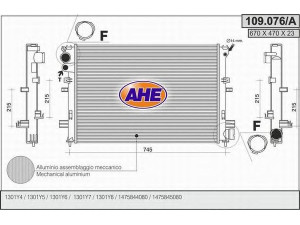AHE 109.076/A radiatorius, variklio aušinimas 
 Aušinimo sistema -> Radiatorius/alyvos aušintuvas -> Radiatorius/dalys
1475844080