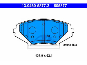 ATE 13.0460-5877.2 stabdžių trinkelių rinkinys, diskinis stabdys 
 Techninės priežiūros dalys -> Papildomas remontas
F1Y9-33-23Z, F1YA-33-23ZB