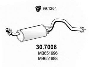 ASSO 30.7008 galinis duslintuvas 
 Išmetimo sistema -> Duslintuvas
MB160316, MB651688, MB651696, MB890213
