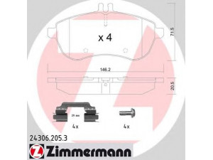 ZIMMERMANN 24306.205.3 stabdžių trinkelių rinkinys, diskinis stabdys 
 Techninės priežiūros dalys -> Papildomas remontas
005 420 0920