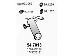 ASSO 54.7013 galinis duslintuvas 
 Išmetimo sistema -> Duslintuvas
1743022150, 1743022151, 1743027130