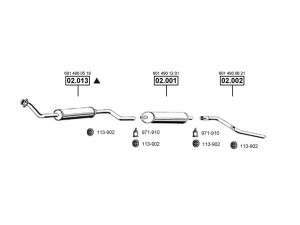 ASMET ME012825 išmetimo sistema 
 Išmetimo sistema -> Išmetimo sistema, visa