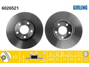 GIRLING 6026521 stabdžių diskas 
 Stabdžių sistema -> Diskinis stabdys -> Stabdžių diskas
4A0615301C, 8E0615301Q, 8E0615301Q