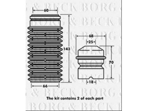 BORG & BECK BPK7033 apsauginio dangtelio komplektas, amortizatorius