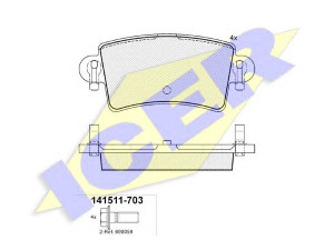 ICER 141511-703 stabdžių trinkelių rinkinys, diskinis stabdys 
 Techninės priežiūros dalys -> Papildomas remontas
44060-00QAE, 16 05 982, 44 03 467