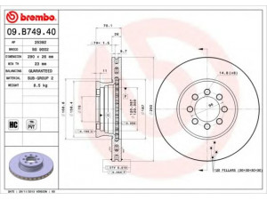 BREMBO 09.B749.40 stabdžių diskas 
 Dviratė transporto priemonės -> Stabdžių sistema -> Stabdžių diskai / priedai
9054210012, 9054210112