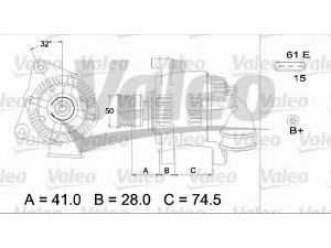 VALEO 437366 kintamosios srovės generatorius 
 Elektros įranga -> Kint. sr. generatorius/dalys -> Kintamosios srovės generatorius
12 31 7 501 592, 12 31 7 501 687