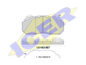 ICER 151163 stabdžių trinkelių rinkinys, diskinis stabdys 
 Techninės priežiūros dalys -> Papildomas remontas
3 093 919, 8 510 548 5, 8 550 611 1