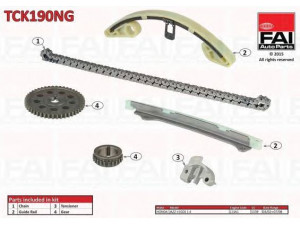FAI AutoParts TCK190NG pavaros grandinės komplektas 
 Variklis -> Variklio uždegimo laiko reguliavimo kontrolė -> Sinchronizavimo grandinė/įtempiklis/kreiptuvas -> Pavaros grandinės komplektas