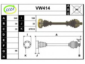 SERA VW414 kardaninis velenas 
 Ratų pavara -> Kardaninis velenas
701407271M