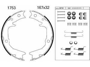 BSF 01753K stabdžių trinkelių komplektas, stovėjimo stabdis 
 Stabdžių sistema -> Rankinis stabdys
MB668906, MB668907, MB668908, MB857295