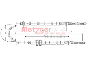 METZGER 10.5333 trosas, stovėjimo stabdys 
 Stabdžių sistema -> Valdymo svirtys/trosai
6676124, 6785736