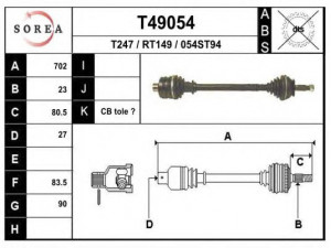 EAI T49054 kardaninis velenas 
 Ratų pavara -> Kardaninis velenas
7701349025, 7701498919