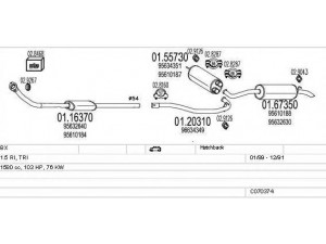 MTS C070374008674 išmetimo sistema 
 Išmetimo sistema -> Išmetimo sistema, visa