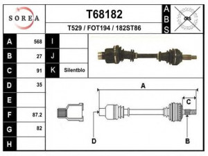 EAI T68182 kardaninis velenas 
 Ratų pavara -> Kardaninis velenas
5029038, 7024790, R93BG3B436AE