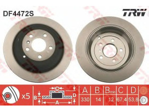 TRW DF4472S stabdžių diskas 
 Stabdžių sistema -> Diskinis stabdys -> Stabdžių diskas
1644230512, 1644231212