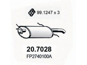 ASSO 20.7028 galinis duslintuvas 
 Išmetimo sistema -> Duslintuvas
FP2740100A, FS9040100