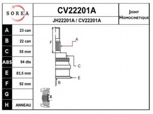 EAI CV22201AK jungčių komplektas, kardaninis velenas 
 Ratų pavara -> Sujungimai/komplektas