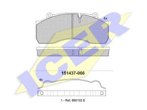 ICER 151437 stabdžių trinkelių rinkinys, diskinis stabdys 
 Techninės priežiūros dalys -> Papildomas remontas
7 258 57, RS188923057317900, 3 057 3179 00